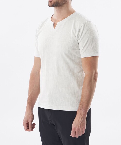 EPOCA UOMO（エポカウォモ）の「ランダムストライプキーネックカットソー（Tシャツ/カットソー・メンズ・ネイビー/ホワイト系その他・48/46）」の6枚目の写真