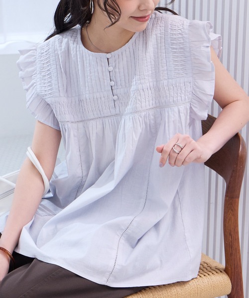 Indcotton Pintuck Full French Sleeve 릴브 헨리브 라운드 THE CRAFT CREW PRODUCTS