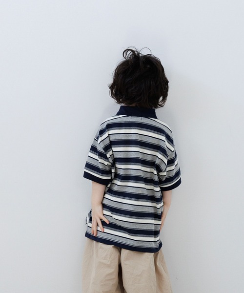 LOWRYS FARM（ローリーズファーム）の「マルチボーダーポロＳＳ　664970（ポロシャツ・キッズ・ベージュ/ネイビー/グリーン・120cm/110cm/150cm/140cm/130cm）」の9枚目の写真