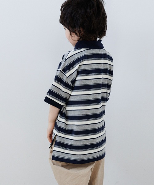 LOWRYS FARM（ローリーズファーム）の「マルチボーダーポロＳＳ　664970（ポロシャツ・キッズ・ベージュ/ネイビー/グリーン・120cm/110cm/150cm/140cm/130cm）」の10枚目の写真