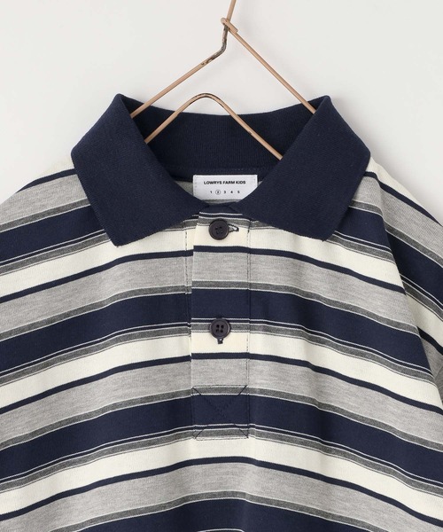 LOWRYS FARM（ローリーズファーム）の「マルチボーダーポロＳＳ　664970（ポロシャツ・キッズ・ベージュ/ネイビー/グリーン・120cm/110cm/150cm/140cm/130cm）」の12枚目の写真
