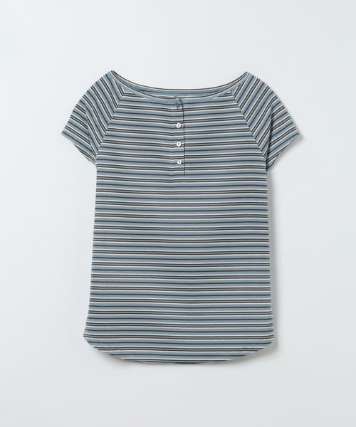 JEANASIS（ジーナシス）の「マルチボーダーヘンリーSS TEE/670824（Tシャツ/カットソー・レディース・ブルー系その他/ホワイト系その他・FREE）」の2枚目の写真