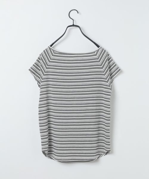 JEANASIS（ジーナシス）の「マルチボーダーヘンリーSS TEE/670824（Tシャツ/カットソー・レディース・ブルー系その他/ホワイト系その他・FREE）」の3枚目の写真