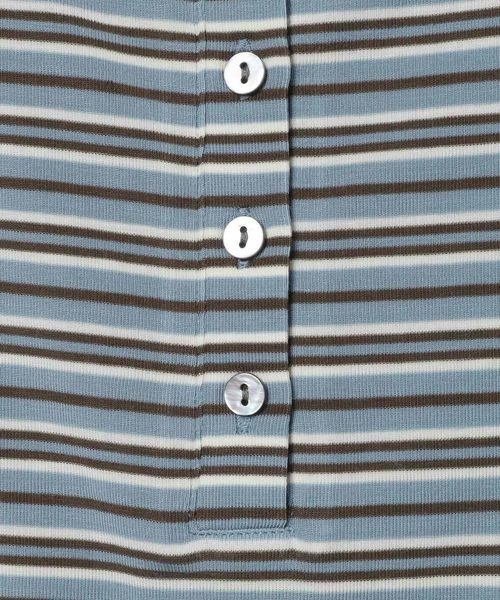 JEANASIS（ジーナシス）の「マルチボーダーヘンリーSS TEE/670824（Tシャツ/カットソー・レディース・ブルー系その他/ホワイト系その他・FREE）」の9枚目の写真