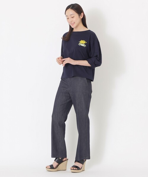 S.ESSENTIALS（エスエッセンシャルズ）の「【AIKO FUKUDAコラボ】刺繍Tシャツ（Tシャツ/カットソー・レディース・ダークネイビー/ホワイト・38）」の9枚目の写真