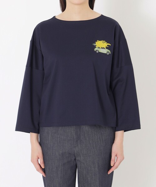 S.ESSENTIALS（エスエッセンシャルズ）の「【AIKO FUKUDAコラボ】刺繍Tシャツ（Tシャツ/カットソー・レディース・ダークネイビー/ホワイト・38）」の8枚目の写真