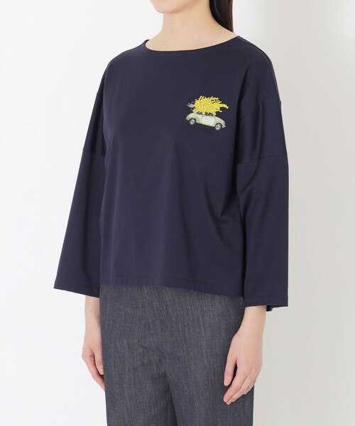 S.ESSENTIALS（エスエッセンシャルズ）の「【AIKO FUKUDAコラボ】刺繍Tシャツ（Tシャツ/カットソー・レディース・ダークネイビー/ホワイト・38）」の7枚目の写真