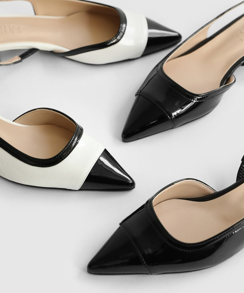 SAPPUN（サプン）の「Kiope ツートン スリングバック フラットシューズ (2cm)（サンダル・レディース・ブラック/アイボリー・25.5cm/22.5cm/23cm/23.5cm/24cm/24.5cm/25cm）」の3枚目の写真