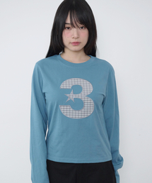 3ロゴスリムフィットロングスリーブ[ヴィンテージブルー]