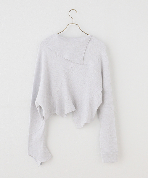 irojikake(イロジカケ)の「irojikake/イロジカケ PATCHWORK TOPS(Tシャツ/カットソー・レディース・グレー/チャコールグレー・SMALL)」の3枚目の写真
