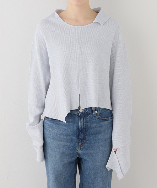 irojikake(イロジカケ)の「irojikake/イロジカケ PATCHWORK TOPS(Tシャツ/カットソー・レディース・グレー/チャコールグレー・SMALL)」の10枚目の写真