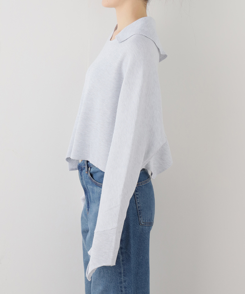 irojikake(イロジカケ)の「irojikake/イロジカケ PATCHWORK TOPS(Tシャツ/カットソー・レディース・グレー/チャコールグレー・SMALL)」の11枚目の写真