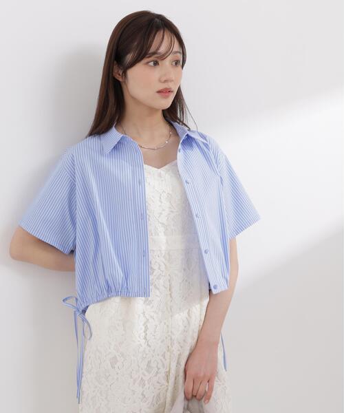 PROPORTION BODY DRESSING(プロポーションボディドレッシング)の「<E>ドロスト半袖シャツ / 1216117400(シャツ/ブラウス・レディース・ブルー/ホワイト/ブルー系その他・FREE)」の1枚目の写真
