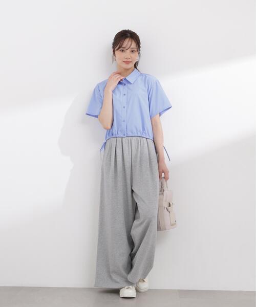 PROPORTION BODY DRESSING(プロポーションボディドレッシング)の「<E>ドロスト半袖シャツ / 1216117400(シャツ/ブラウス・レディース・ブルー/ホワイト/ブルー系その他・FREE)」の9枚目の写真