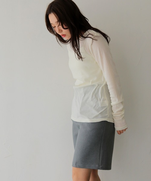 cheriella（シェリエラ）の「【cheriella】ベーシックシアーロングスリーブトップス BASIC SHEER LONG SLEEVE TOP（Tシャツ/カットソー・レディース・ライトブルー/ブラック/イエロー/ライトグレー/オフホワイト・FREE）」の9枚目の写真