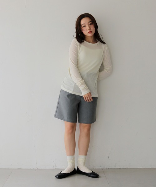 cheriella（シェリエラ）の「【cheriella】ベーシックシアーロングスリーブトップス BASIC SHEER LONG SLEEVE TOP（Tシャツ/カットソー・レディース・ライトブルー/ブラック/イエロー/ライトグレー/オフホワイト・FREE）」の13枚目の写真
