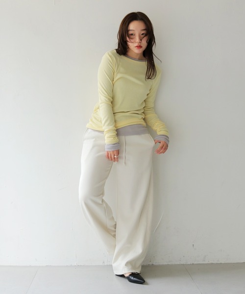 cheriella(シェリエラ)の「【cheriella】ベーシックシアーロングスリーブトップス BASIC SHEER LONG SLEEVE TOP(Tシャツ/カットソー・レディース・ライトブルー/ブラック/イエロー/ライトグレー/オフホワイト・FREE)」の18枚目の写真