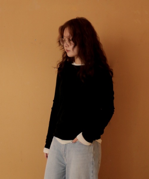 cheriella（シェリエラ）の「【cheriella】ベーシックシアーロングスリーブトップス BASIC SHEER LONG SLEEVE TOP（Tシャツ/カットソー・レディース・ライトブルー/ブラック/イエロー/ライトグレー/オフホワイト・FREE）」の16枚目の写真