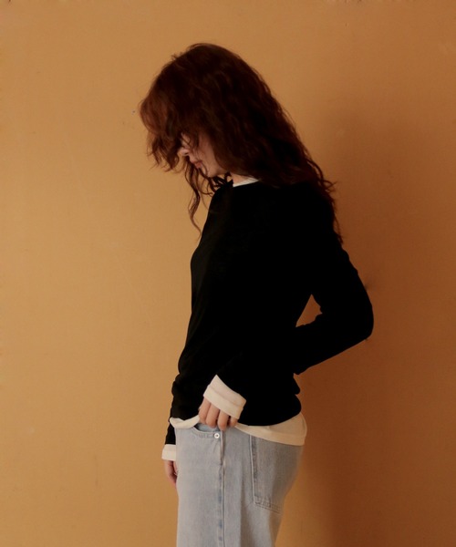 cheriella（シェリエラ）の「【cheriella】ベーシックシアーロングスリーブトップス BASIC SHEER LONG SLEEVE TOP（Tシャツ/カットソー・レディース・ライトブルー/ブラック/イエロー/ライトグレー/オフホワイト・FREE）」の18枚目の写真