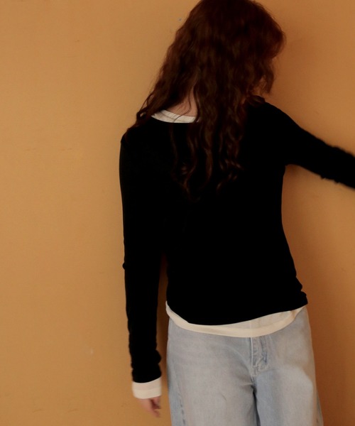 cheriella（シェリエラ）の「【cheriella】ベーシックシアーロングスリーブトップス BASIC SHEER LONG SLEEVE TOP（Tシャツ/カットソー・レディース・ライトブルー/ブラック/イエロー/ライトグレー/オフホワイト・FREE）」の19枚目の写真