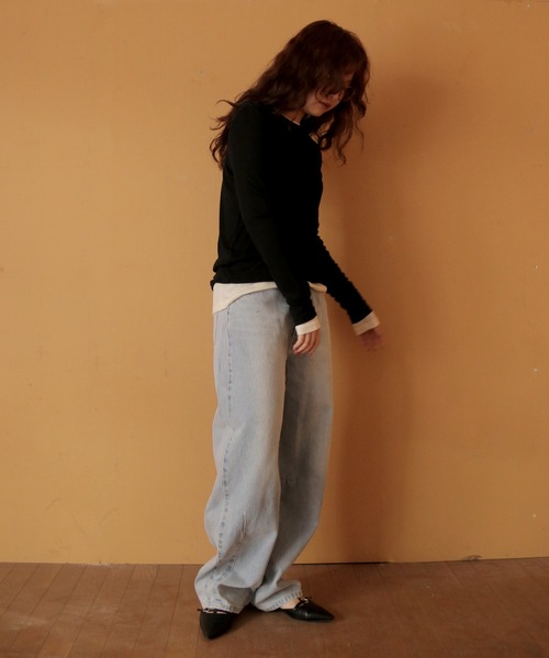 cheriella（シェリエラ）の「【cheriella】ベーシックシアーロングスリーブトップス BASIC SHEER LONG SLEEVE TOP（Tシャツ/カットソー・レディース・ライトブルー/ブラック/イエロー/ライトグレー/オフホワイト・FREE）」の21枚目の写真