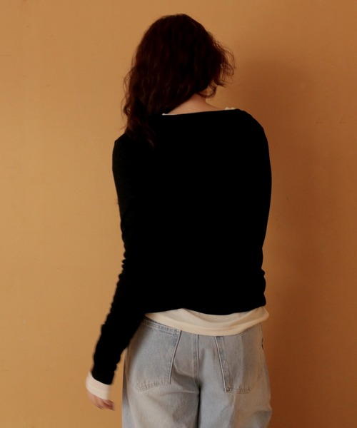 cheriella（シェリエラ）の「【cheriella】ベーシックシアーロングスリーブトップス BASIC SHEER LONG SLEEVE TOP（Tシャツ/カットソー・レディース・ライトブルー/ブラック/イエロー/ライトグレー/オフホワイト・FREE）」の17枚目の写真