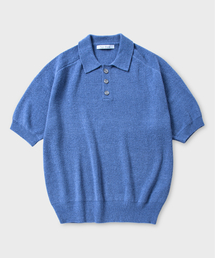 NONBLANK（ノンブランク）の「ラグランハーフスリーブカラー ニット_MELANGE BLUE（ニット/セーター）」