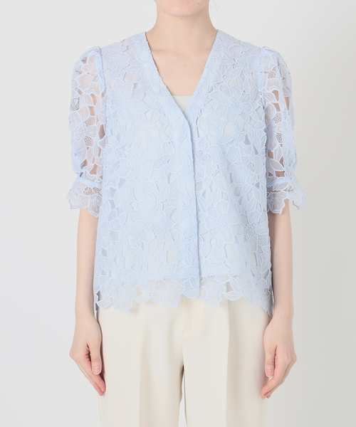 VERMEIL par iena（ヴェルメイユパーイエナ）の「Cutwork Lace ブラウス（シャツ/ブラウス・レディース・ブラック/サックスブルー・FREE）」の7枚目の写真