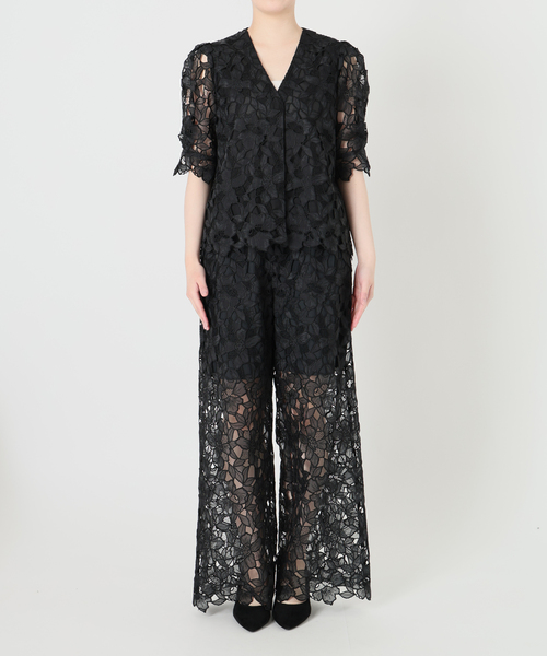 VERMEIL par iena（ヴェルメイユパーイエナ）の「Cutwork Lace ブラウス（シャツ/ブラウス・レディース・ブラック/サックスブルー・FREE）」の4枚目の写真