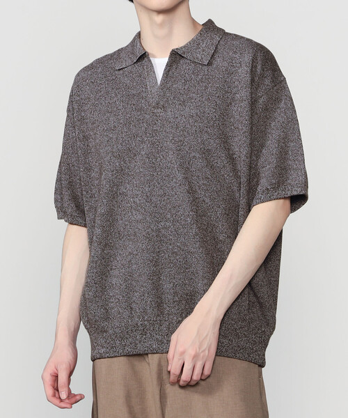 crepuscule(クレプスキュール)の「crepuscule | 鹿の子 スキッパーポロシャツ MEN(ポロシャツ・メンズ・オートミール/グレー系その他/ブラウン系その他・2/1)」の2枚目の写真