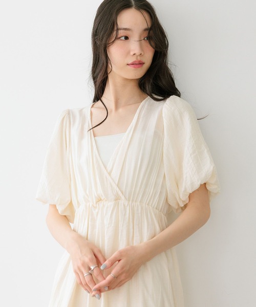 Heather(ヘザー)の「復刻 バックシャンカシュクールワンピース 672597(ワンピース・レディース・アイボリー/ブラック/ブラック系その他・M/S)」の10枚目の写真