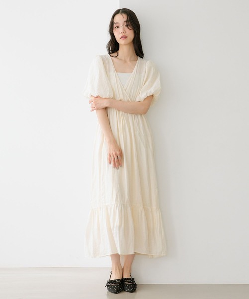 Heather(ヘザー)の「復刻 バックシャンカシュクールワンピース 672597(ワンピース・レディース・アイボリー/ブラック/ブラック系その他・M/S)」の4枚目の写真