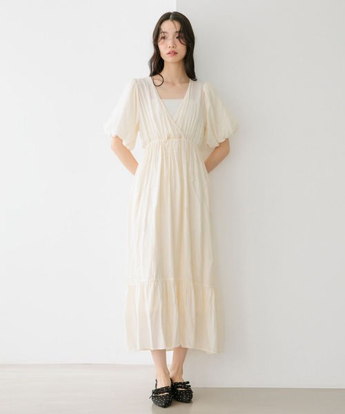 Heather(ヘザー)の「復刻 バックシャンカシュクールワンピース 672597(ワンピース・レディース・アイボリー/ブラック/ブラック系その他・M/S)」の5枚目の写真