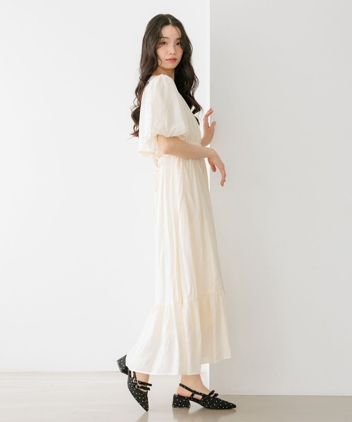 Heather(ヘザー)の「復刻 バックシャンカシュクールワンピース 672597(ワンピース・レディース・アイボリー/ブラック/ブラック系その他・M/S)」の8枚目の写真
