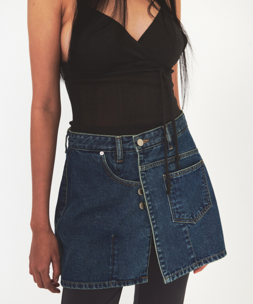 DIAGONAL（ダイアゴナル）の「WRAP DENIM MINI SKIRT (blue)（スカート・レディース・その他・S/M）」の7枚目の写真