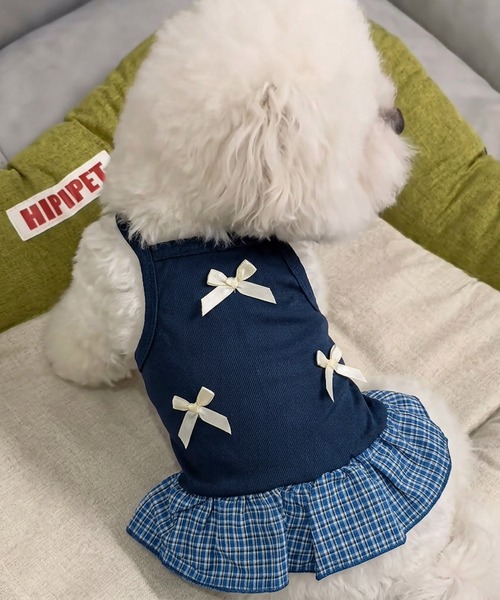 aimoha(アイモハ)の「リボン付き ペットワンピース(ペットウェア・レディース・ネイビー・LARGE/MEDIUM/X-LARGE)」の3枚目の写真
