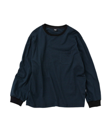 ウォッシュドストライプロングスリーブ_NAVY
