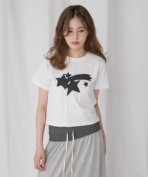 【Unblend】ラインストーン/アップリケ アソートモチーフ コンパクト半袖Tシャツ