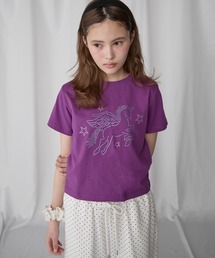 【Unblend】ラインストーン/アップリケ アソートモチーフ コンパクト半袖Tシャツ
