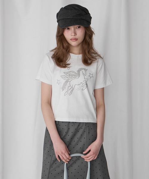Unblend（アンブレンド）の「【Unblend】ラインストーン/アップリケ アソートモチーフ コンパクト半袖Tシャツ（Tシャツ/カットソー・レディース・スミクロ/パープル/ホワイト系/オフホワイト/ネイビー系・FREE）」の13枚目の写真