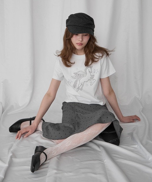 Unblend（アンブレンド）の「【Unblend】ラインストーン/アップリケ アソートモチーフ コンパクト半袖Tシャツ（Tシャツ/カットソー・レディース・スミクロ/パープル/ホワイト系/オフホワイト/ネイビー系・FREE）」の20枚目の写真