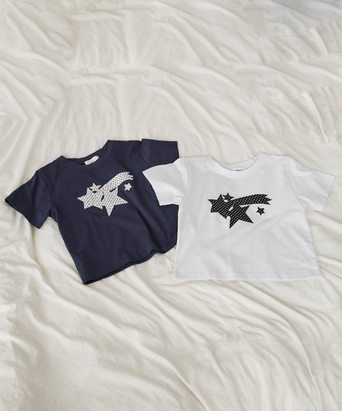 Unblend（アンブレンド）の「【Unblend】ラインストーン/アップリケ アソートモチーフ コンパクト半袖Tシャツ（Tシャツ/カットソー・レディース・スミクロ/パープル/ホワイト系/オフホワイト/ネイビー系・FREE）」の8枚目の写真
