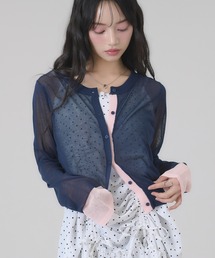 配色シアーカーディガン