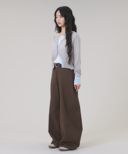 apres jour mignon(アプレジュールミニョン)の「配色シアーカーディガン(カーディガン/ボレロ・レディース・グレー/ライトグレー/ブラウン系その他/ネイビー・LARGE/フリー)」の16枚目の写真
