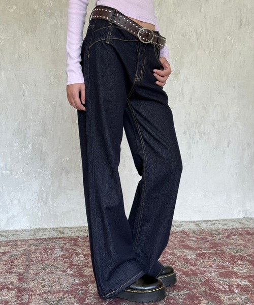 almo（アルモ）の「【LAMPOON】スイッチングウエストデニムパンツ（デニムパンツ・レディース・ネイビー・MEDIUM/SMALL/LARGE）」の12枚目の写真