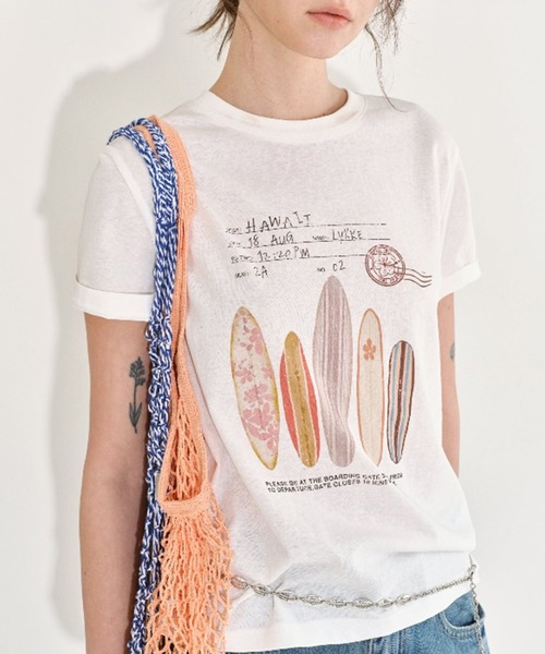 Fano Studios(ファノ ストゥディオズ)の「サーフボード グラフィック Tシャツ FX26S107【Fano Studios】【2026SS】(Tシャツ/カットソー・レディース・ホワイト・L/M/S)」の1枚目の写真