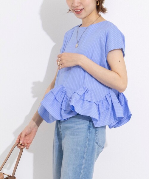 NOLLEY’S(ノーリーズ)の「ウオッシャブルペプラムフリル2WAY半袖ブラウス(シャツ/ブラウス・レディース・ブルー系その他3/オフホワイト/ネイビー・FREE)」の17枚目の写真