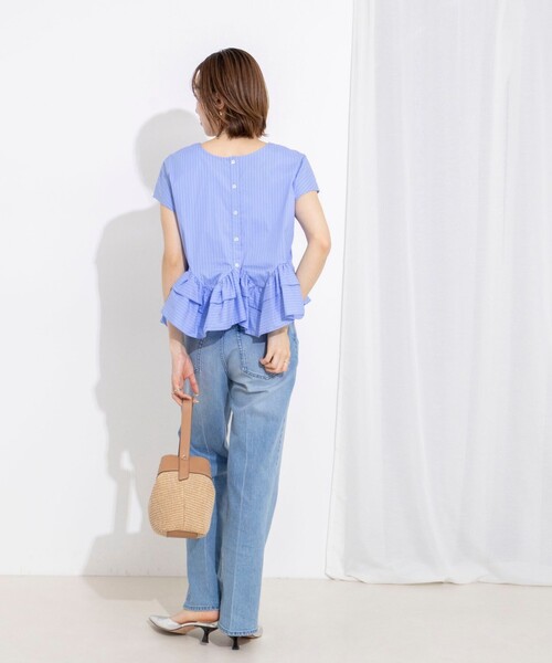 NOLLEY’S(ノーリーズ)の「ウオッシャブルペプラムフリル2WAY半袖ブラウス(シャツ/ブラウス・レディース・ブルー系その他3/オフホワイト/ネイビー・FREE)」の20枚目の写真