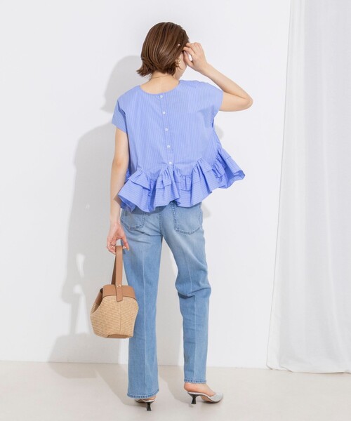 NOLLEY’S(ノーリーズ)の「ウオッシャブルペプラムフリル2WAY半袖ブラウス(シャツ/ブラウス・レディース・ブルー系その他3/オフホワイト/ネイビー・FREE)」の21枚目の写真