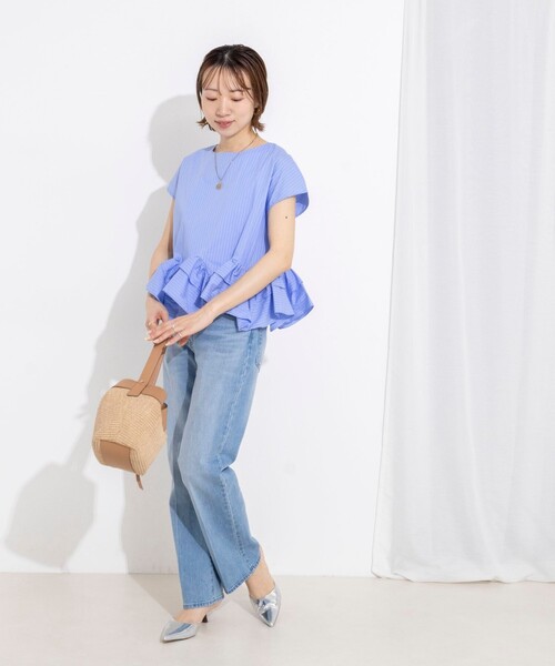 NOLLEY’S(ノーリーズ)の「ウオッシャブルペプラムフリル2WAY半袖ブラウス(シャツ/ブラウス・レディース・ブルー系その他3/オフホワイト/ネイビー・FREE)」の22枚目の写真